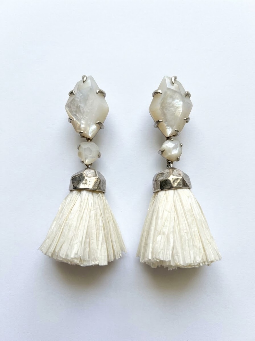 Kendra Scott • Kristen Statement Earrings Ivory Mother of Pearl Raffia Tassel